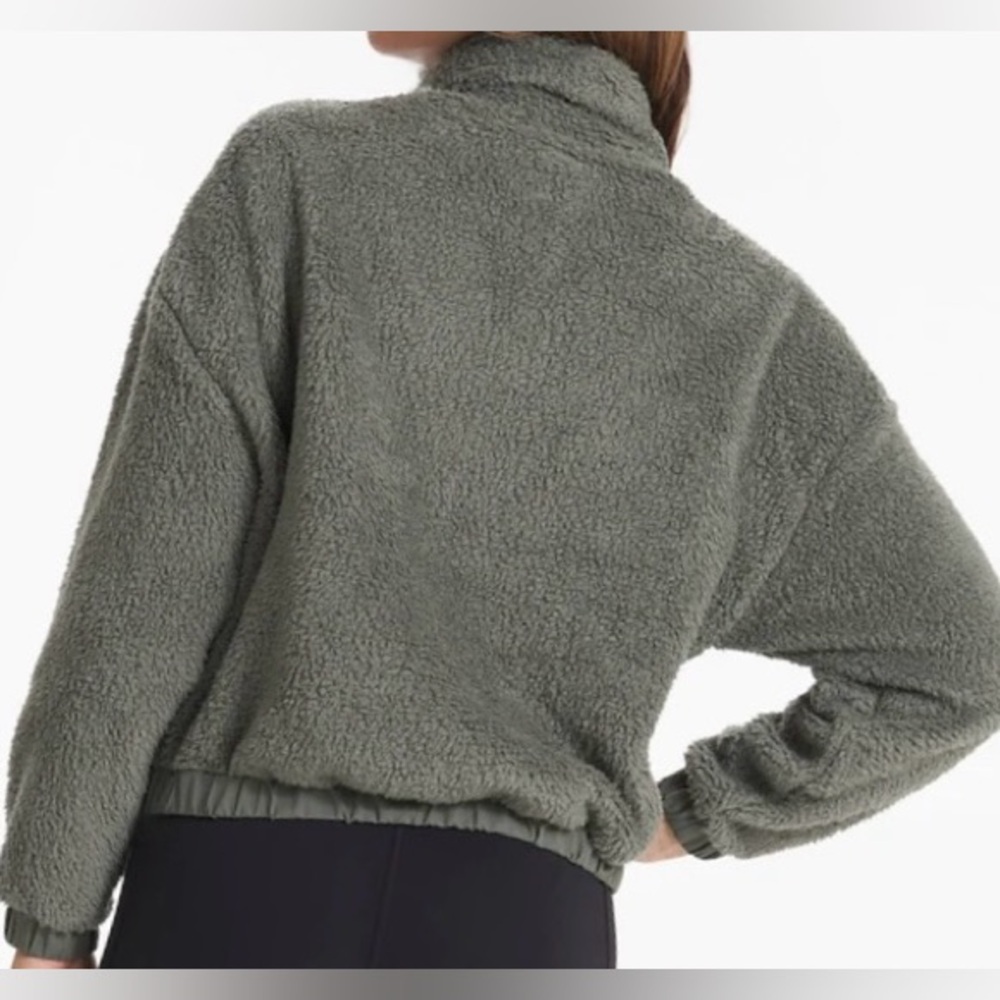 Vuori Cozy Sherpa Jacket High Pile Fleece Full Zip Dusty Pine Green Small - Picture 2 of 14